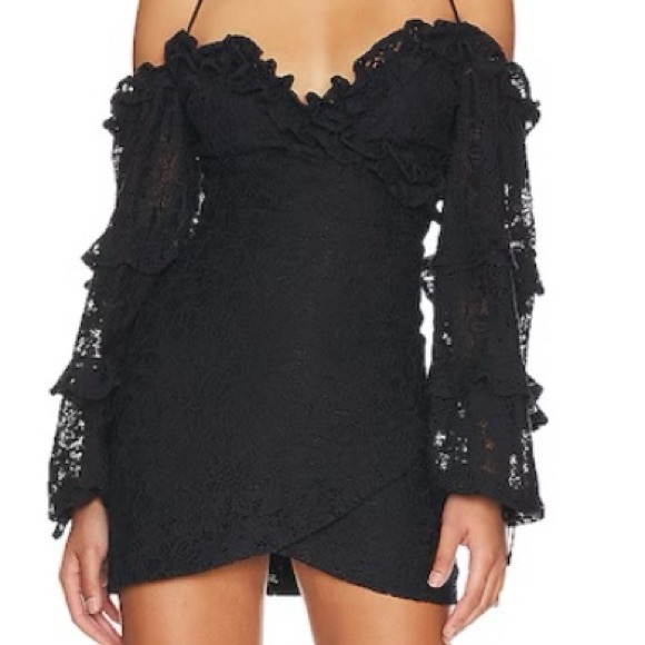Tularosa Revolve Black Lace Lindsey Ruffle Mini Dress - Picture 5 of 17